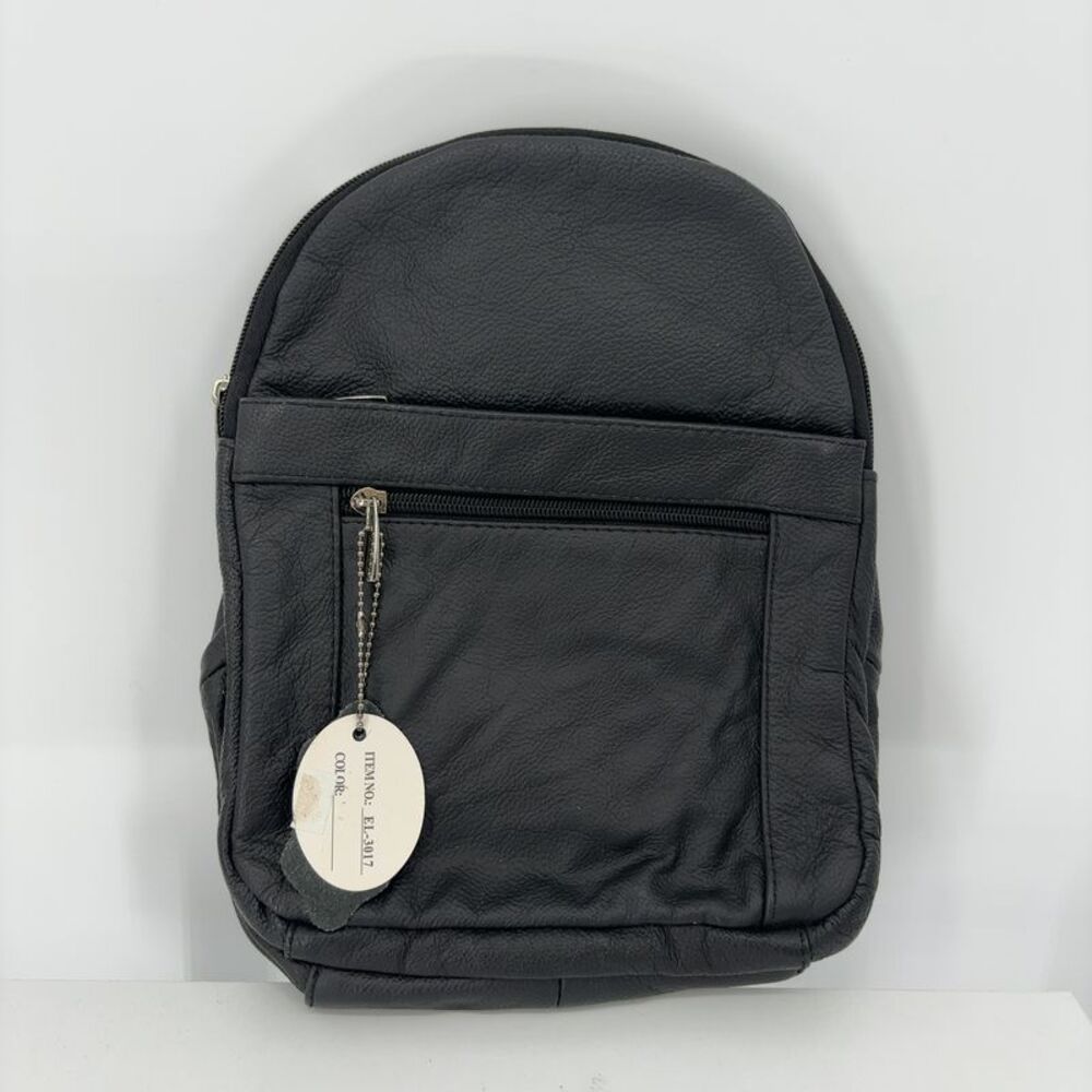 None Black Leather Mini Backpack